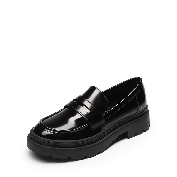 Classic Platform Moccasin Loafers - BLACK PU -  0